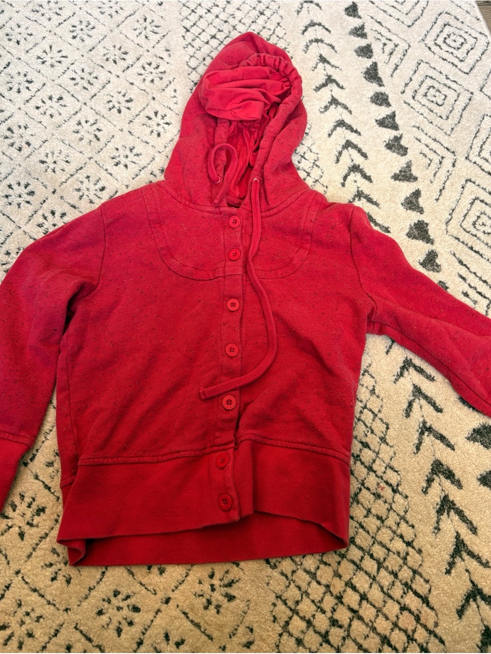 dELiA*s Red Hooded Button-Front Sweatshirt